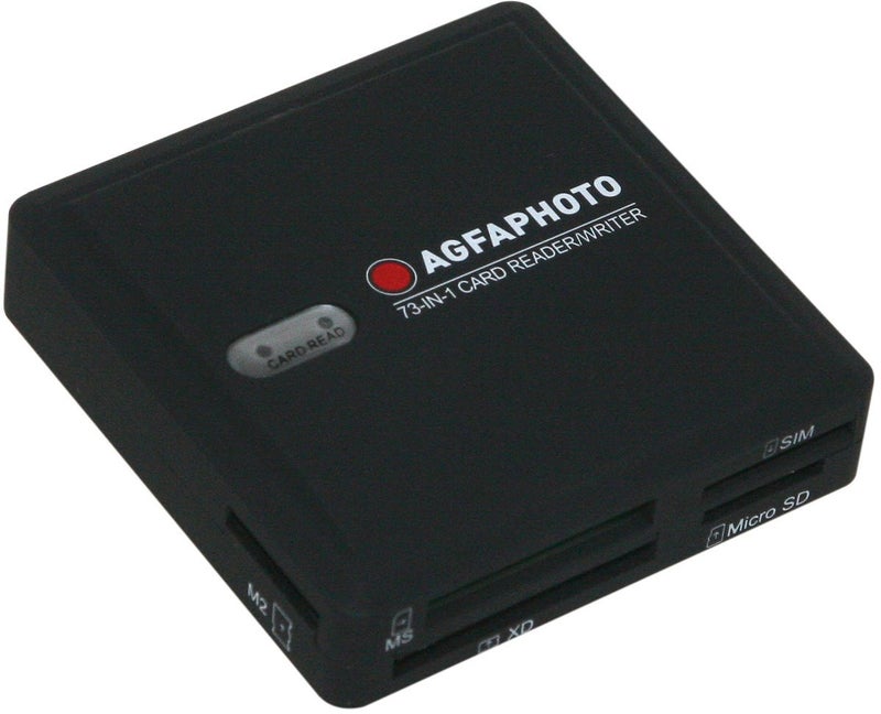 AgfaPhoto AGFA 73-in-1 Card Reader/Writer Compatible with All Versions of SD/HC, Micro SD, CF, XD, MS/Pro Duo and SIM Cards - Image 1